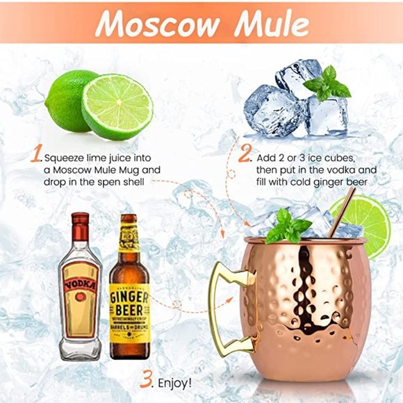 4 Copper Moscow Mule Mugs with a Hammered Finish - Picture 8 of 8